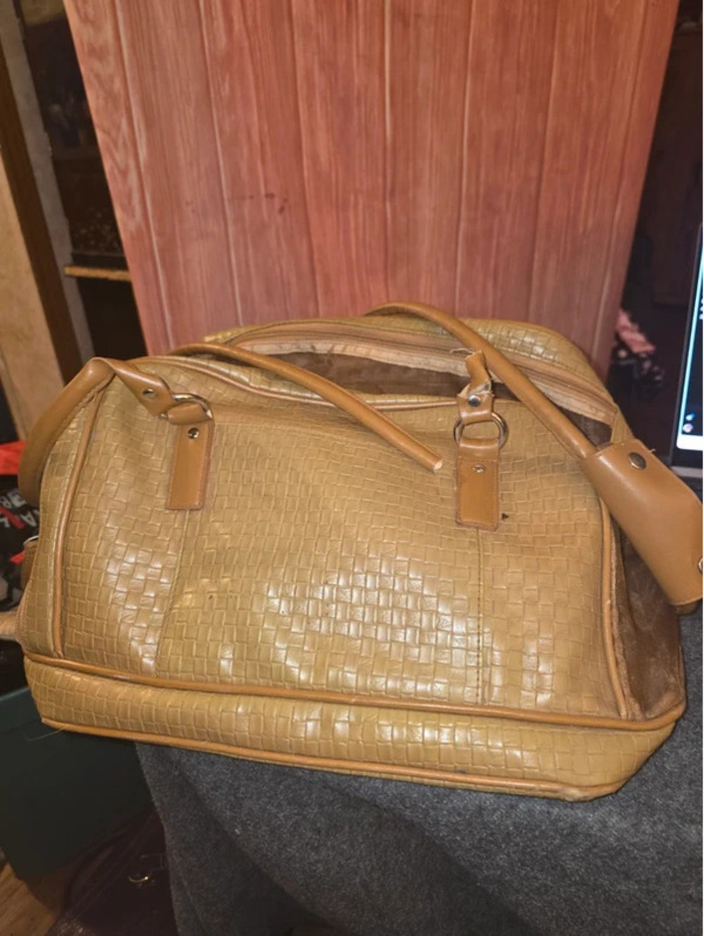 Companion Road Tan Beige Woven Pet Carrier Small Dog Cat Travel TLC Repurpose